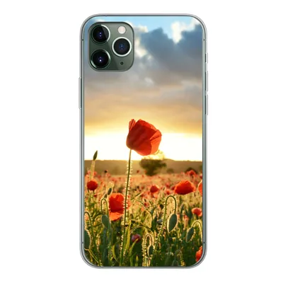 Produktbild von MuchoWow® Handyhülle Schutzhülle Hülle für iPhone 11 Pro Max Bunter Himmel über vielen Mohnblumen Silikon Softcase Handy Hülle - Schutz