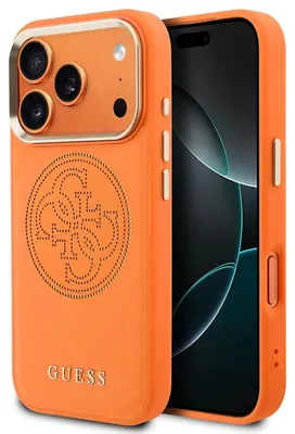 Obrázok produktu pre GuessPolyuretánperforované 4G Logo MagSafe puzdro pre iPhone 17 Pro Max, oranžové (GUHMP17X5PG4SRGO)