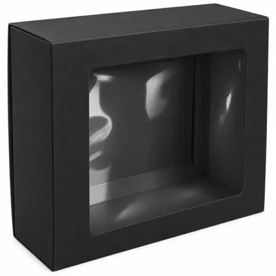 Obrázek produktu pro dárková krabička s okénkem černá 19,5x15,8x5,2 cm krabice na dárek
