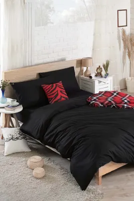 Produktbild von L'Essentiel Linge de Maison, Doppel-Bettbezug-Set (DE), Solid - Black, 65 % BAUMWOLLE / 35 % POLYESTER, Schwarz, 200 x 200 cm
