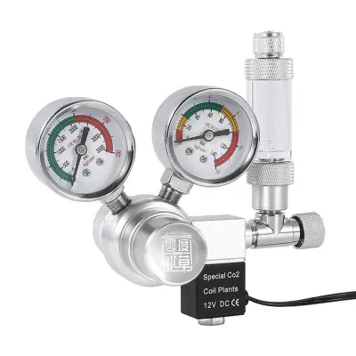 Produktbild von 12-V-Ausgangsspannung, CO2-Druckregler für Aquarien mit Magnetventil, großem Doppelmanometer für CO2-Aluminiumflaschen, W21.8-Schnittstelle