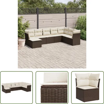 Produktbild von The Living Store 8-tlg. Garten-Sofagarnitur mit Kissen Braun Poly Rattan