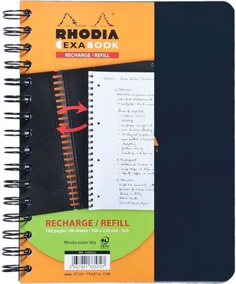 Produktbild von Rhodia 5x Nachfüllung für ExaBook A5+ 80Blatt kariert 90g - Schwarz 133572C