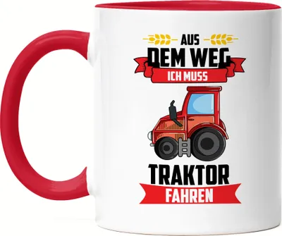 Produktbild von Traktor Trecker Aus dem Weg ich muss Traktor Fahren Tasse Rot Geschenkidee Jungs Bauern