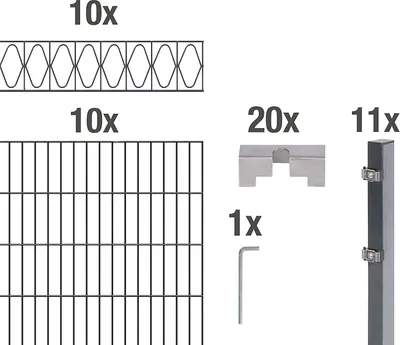 Produktbild von Alberts Doppelstabmattenzaun Eleganz, Höhe 140 cm, Länge 20 m, 2 m Matte, anthrazit, zum Einbetonieren