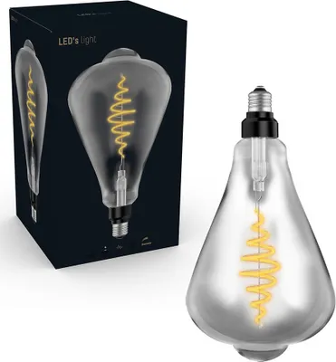 Produktbild von LED Spiral Filament ST164 Edison 8,5W = 20W E27 Rauchglas 200lm extra warmweiß 1800K DIMMBAR