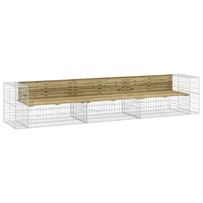 Produktbild von Gartenbank aus Gabionen 347x71x65,5 cm Kiefernholz Imprägniert