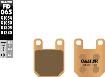 Immagine prodotto di Pastiglie freno Galfer FD065G1380 sinterizzate in metallo SCOOTER posteriori per Blata Enduro Supermoto, CH-Moto WSM Derbi GPR Nude Racing Gas Pampera HM CRE RR Rieju
