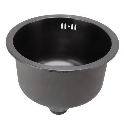 Produktbild von Mini Rundküchenspüle – Edelstahl Einbowl-Becken mit Ablaufzubehör, Schwarz, für den Hausgebrauch