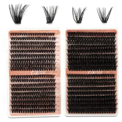 Produktbild von Wimpern Cluster Set 640 Stück 4 Dichten Mix 8-16mm DIY Wimpernverlängerung Wiederverwendbar