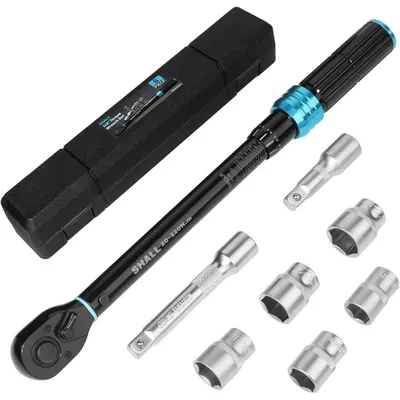 Obrázok produktu pre Sada momentových kľúčov, 7-dielna, 1/2", 20-220 Nm, pre automobily a motocykle, s predlžovacou tyčou a v kufríku