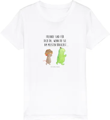 Produktbild von Mr. & Mrs. Panda Kleinkinder T-Shirt Schildkröte Maus 12-14 Jahre (152/164) - Weiß - Geschenk, Freunde, Kinder Öko, Beste Freundinnen, Teenager, Kindershirt