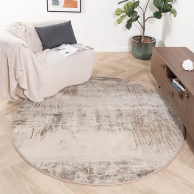 Produktbild von Volero - Teppich Abstrakt Rund - Xavier Scratch Taupe Grau - Ø 240 cm - Wohnzimmer, Schlafzimmer - Klassik, Modern