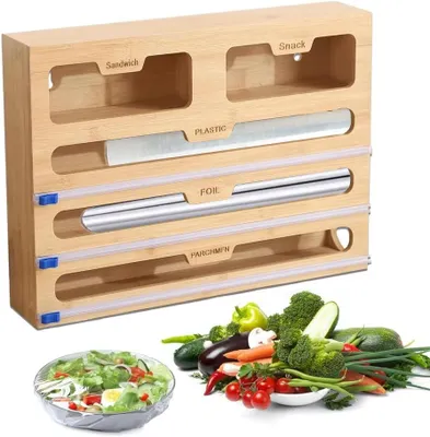 Produktbild von Folienspender 40 cm, 5 Schlitze, Bambus, für Küche