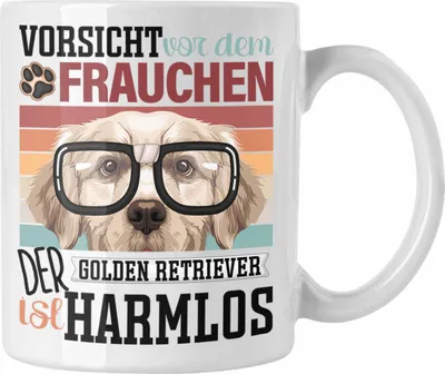 Produktbild von Trendation - Golden Retriever Besitzerin Frauchen Tasse Geschenk Lustiger Spruch Geschenkidee Vorsicht Vor Dem Frauchen (Weiß)
