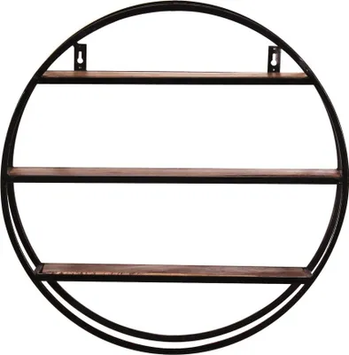 Produktbild von SIT Möbel Wand-Regal rund | 3 Böden | Mango-Holz natur | Altmetall antikschwarz | B 50 x T 13 x H 50 cm | 09271-01 | Serie PANAMA