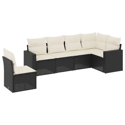 Produktbild von vidaXL 6-tlg. Garten-Sofagarnitur mit Kissen Schwarz Poly Rattan