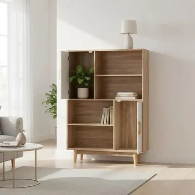 Immagine prodotto di Armadio indipendente in legno con 2 ante e 4 ripiani
