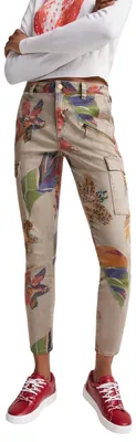Immagine prodotto di Pantaloni Desigual Tropi marroni a fiori da donna XS