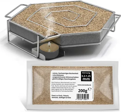 Produktbild von Eversmoke Sparbrand Kaltrauchschnecke "Hexagon" mit Räuchermehl Kaltrauchgenerator, 200mm - 180mm - 50mm