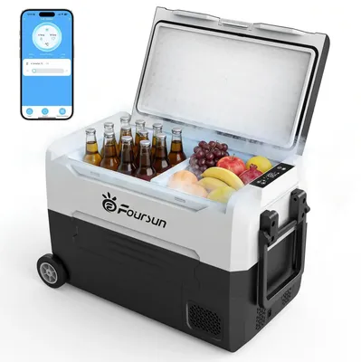 Produktbild von Auto Kühlbox & Gefrierbox - FS-C45 Kompressor-Kühlbox - 45 L Volumen - Bluetooth-App-Steuerung - Temperatur −20°C bis +20°C - 12 V DC - Tragbar - Weiß