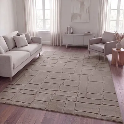 Produktbild von TT Home Wohnzimmer Teppich Schlafzimmer Hochflor Waschbar Skandinavisches Design Geometrisch Abstrakt Boho Stil Einfarbig 3D Größe 240x340 cm