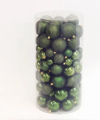 Productafbeelding van 100 Onbreekbare kerstballen in koker mix dennen groen Decoris