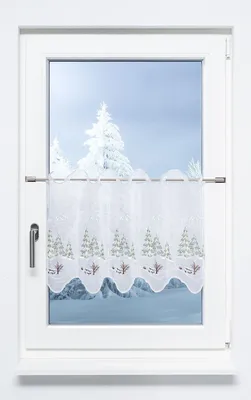 Produktbild von Scheibengardine Plauener Spitze - Winterwald (Bx H) 213.20cm * 40cm Grün/tannengrün