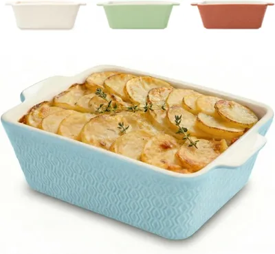 Image de Petit plat à gratin Praknu en céramique pour 2 personnes - Mini plat à gratin pour tiramisu et gratins - Plat à lasagnes à bords hauts - Petit plat à gratin pour