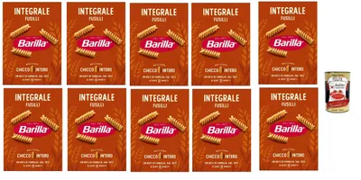 Produktbild von Barilla Integrale Fusilli – Vollkorn Hartweizennudeln – reich an Ballaststoffen, 100% Vollkorn – perfekte Spiralform für Saucen – Kochzeit al dente 11 Min – 10x [500 g] + Italian Gourmet polpa 400g