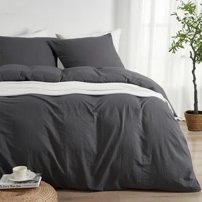 Produktbild von Unyqoos® Bettbezug-Set 200x200 cm, Grau – Microfaser mit Reißverschluss, extra Kissenbezüge, , pflegeleicht & bügelfrei