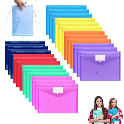 Immagine prodotto di Omgoods - 24 raccoglitori A4 con tasche e segnalibri colorati - Perfetti per l'organizzazione