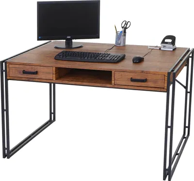 Obrázok produktu pre Písací stôl HWC-A27, kancelársky počítačový stôl, 122x70cm 3D štruktúra ~ vzhľad divokého duba