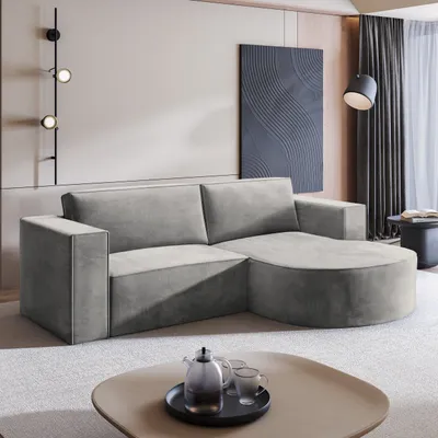 Produktbild von Masseno Ecksofa SORELA M R-S mit Schlaffunktion L-Form, Sofa mit Bettkasten, Wohnzimmersofa, Couch, Soffa, Bettsofa, Couchgarnitur- Hellgrau, MONOLITH 84