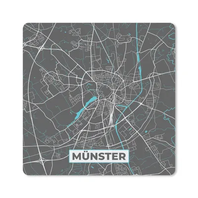 Produktbild von MuchoWow® Mauspad Mousepad Stadtplan - Karte - Münster - Blau - Deutschland - Karte 20x20 cm - Mousepads - Maus Mat - Pad - Mausunterlage - Desk Mat - Bureauartikeln