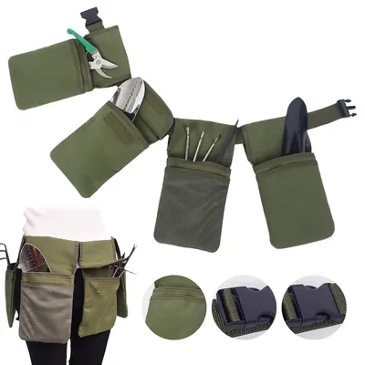 Produktbild von Gürteltasche für Gartenwerkzeuge, aus Segeltuch, zum Aufhängen, mit 4 Taschen, wasserdicht