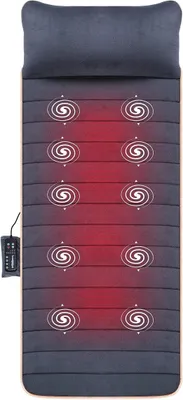 Productafbeelding van Massagemat met warmtefunctie, massagekussen met verwarming, 10 vibratiemotoren en 4 therapeutische warmtekussens, elektrisch massageapparaat voor het hele lichaam met instelbare warmtefunctie