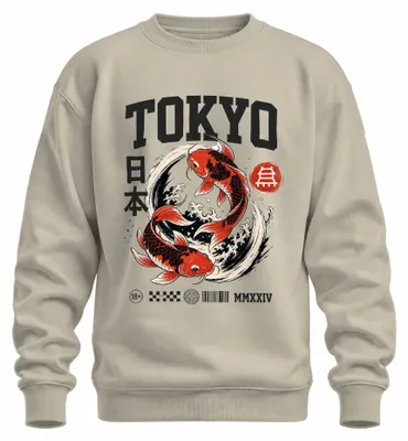 Immagine prodotto di Felpa con cappuccio, stile retrò vintage anni 2000, con motivo di carpe koi, ispirata all'Asia, taglia XXL