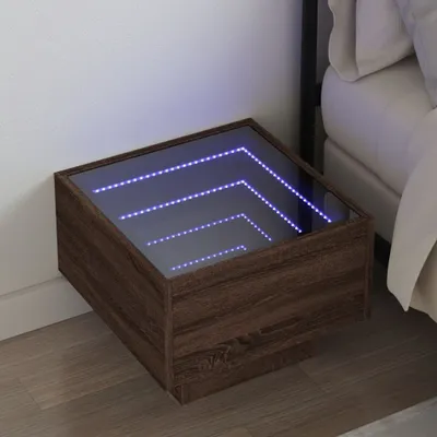 Produktbild von vidaXL Nachttisch mit Infinity-LED Braun Eichen-Optik 40x40x30 cm