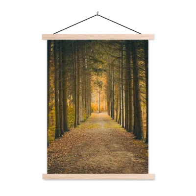 Produktbild von MuchoWow® Textilposter Pfad - Bäume - Wald 60x80 cm mit holzfarbenen Rahmen - Wandbild