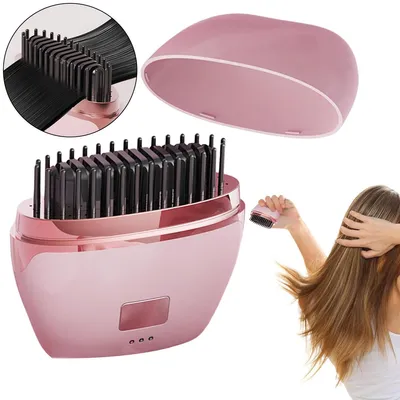 Produktbild von Kabelloser Haarglätter, tragbarer Anti-Verbrühungskamm, heißer Haarglätter Kamm, für lange kurze Männer, Frauen, Reisen, Zuhause, täglich, Salon
