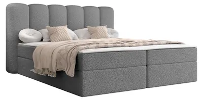 Produktbild von MIRJAN24 Boxspringbett mit zwei Bettkästen Softi I Boucle, Schlafzimmer, Dopellbett mit Topper (Farbe: Lambi 12, Größe: 180x200 cm)