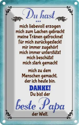 Produktbild von vianmo Blechschild 18x12 cm Danke du bis der Beste Papa Männer Frauen Spruch Zitat