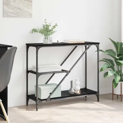 Image de vidaXL Table console noir imitation chêne 88,5 x 30 x 75 cm
