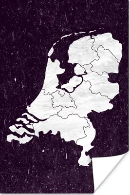Produktbild von MuchoWow® Poster Karte Europa - Niederlande - Weiß 80x120 cm - Papierdruck