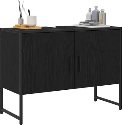 Produktbild von " "Waschbeckenschrank/Badschrank Modernes Design - Badezimmerschrank Badmöbel - mit Tür Schwarz Eichen-Optik 80x30x60 cm NeuMöbel 4295036