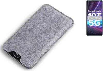 Produktbild von K-S-Trade Filz Handyhülle kompatibel mit Xiaomi Redmi Note 10T 5G Schutzhülle Filztasche Filz Tasche Case Sleeve Handy Hülle Filzhülle grau