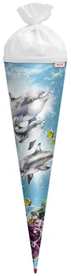Produktbild von Roth 677247 Schultüte Delfin - rund, Glittersteine, 70 cm