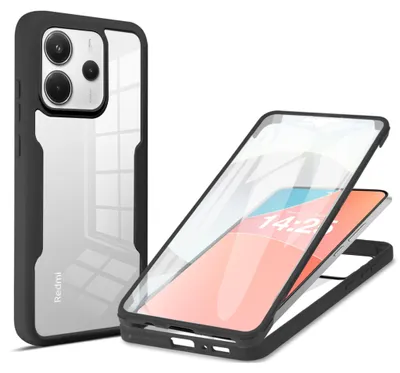 Produktbild von 360 Grad Rundum Schutz Handyhülle für Xiaomi Redmi Note 14 Full Cover Vollschutz Case Farbe: Schwarz
