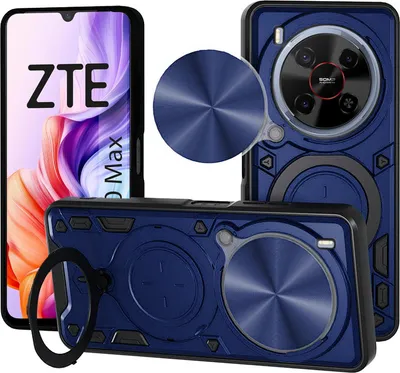 Produktbild von Outdoor Panzer Hülle für ZTE Blade V70 Max Handyhülle mit Slide Kameraschutz Ringhalter Bumper in Blau